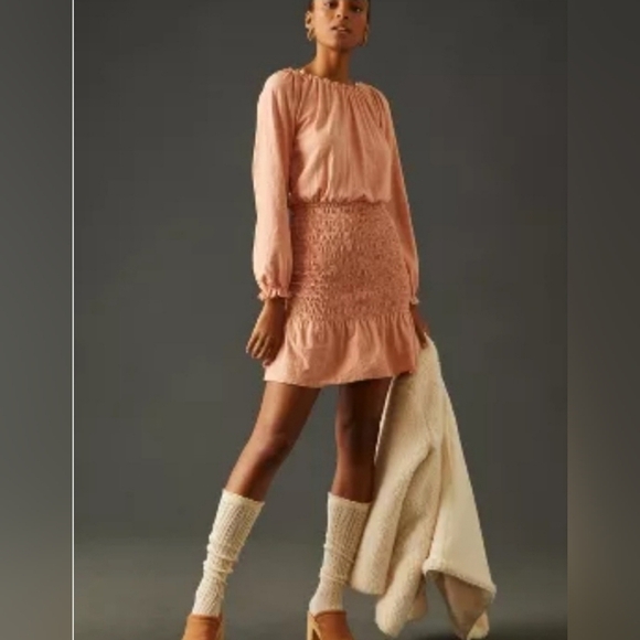 Sundry Pink Smocked Skirt Dress - Picture 1 of 7